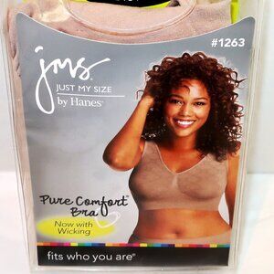 3X HANES JMS Pure Comfort Bra #1263 Beige New Wireless Diamond Pattern Step In